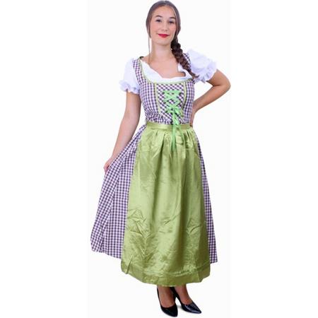Lange Dirndl Tiroler jurk Heidi bruin groen - maat 40 M - Oktoberfest Tirol jurkje met schort carnaval