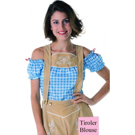 Tiroler Blouse Dames Dirndl Blauw-Wit – Maat: M