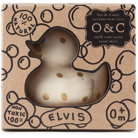 Oli&Carol bijtspeelgoed Elvis Duck met gouden stippen