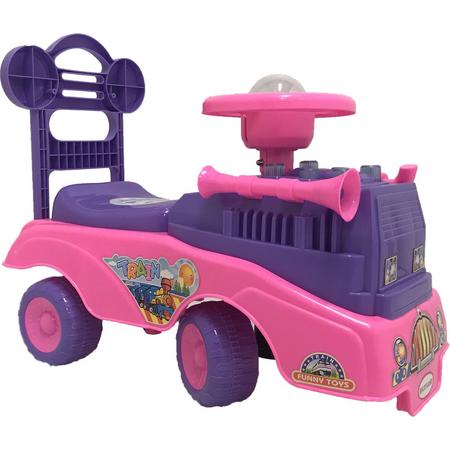 Babyland locomotief loopauto roze / paars met geluid en lichtjes