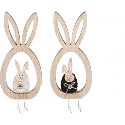 Oneiro’s Luxe Decoratie konijn zwart wit 2 assorti - L25xB12cm – decoratie – pasen – paasdecoratie – paashaas – eieren – has – kip – gekleurde eieren – paastak – lente – feestdecoratie