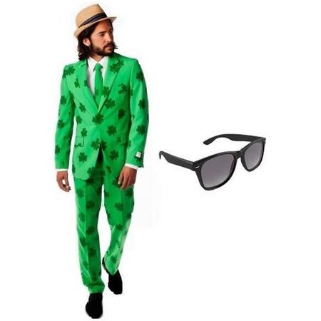Heren kostuum / pak Sint Patricks Day maat 46 (S) - met gratis zonnebril