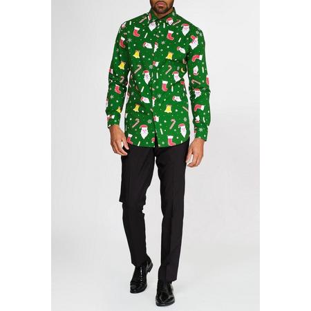 Opposuits Overhemd Santaboss Heren Polyester Groen Mt 3xl