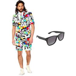 Testbeeld heren zomer kostuum / pak - maat 52 (XL) met gratis zonnebril