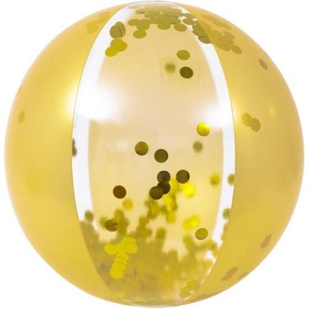 Orange85 Gouden Strandbal - Met Losse Glitters - 50 cm - Opblaasbaar - Goud - Bal