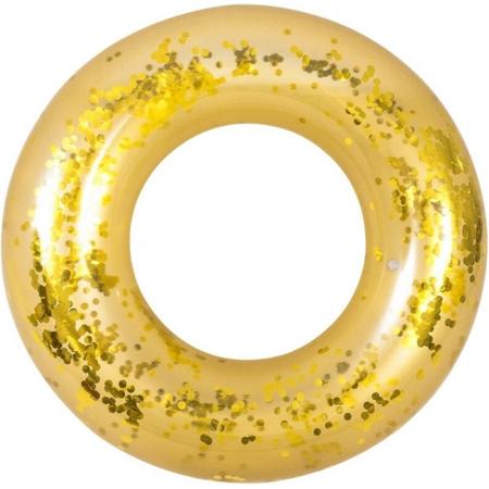 Orange85 Gouden Zwemband - Met  Glitters - 106 cm - Opblaasbaar - Luchtbed - Goud