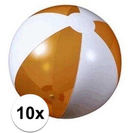10x Opblaasbare strandbal oranje - 30 cm - strandballen