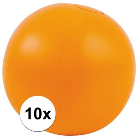 10x Opblaasbare strandbal oranje 30 cm