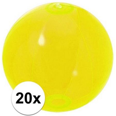20x Opblaasbare strandbal neon geel 30 cm