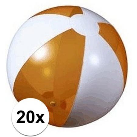 20x Opblaasbare strandbal oranje - 30 cm - strandballen