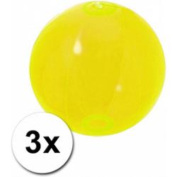 3 opblaasbare strandballen neon geel 30 cm