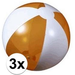 3x Opblaasbare strandbal oranje - 30 cm - strandballen