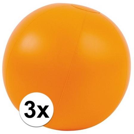 3x Opblaasbare strandbal oranje 30 cm
