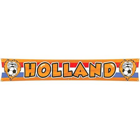 3x Oranje mega banner/ vlag Holland 370 x 60 cm - Oranje Ek/ Wk versiering artikelen
