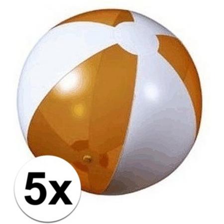 5x Opblaasbare strandbal oranje - 30 cm - strandballen