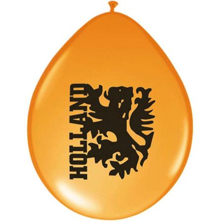 Oranje Holland leeuw ballonnen 16 stuks - Oranje Ek/ Wk artikelen/ versieringen