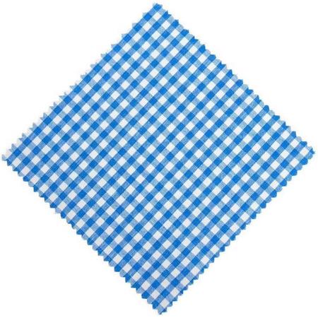 Ornina - 6 stuks blauw stof lapje/doek voor jampot/honing 15x15cm