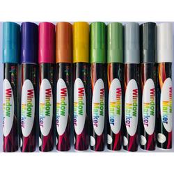 Metallic Krijtstiften - raamstiften - krijtmarkers - glasstiften -- set van 10 Stiften - INCL GOUD & ZILVER