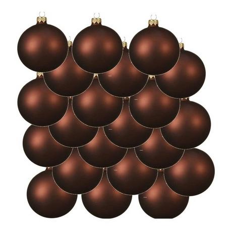 18x Mahonie bruine glazen kerstballen 8 cm - Mat/matte - Kerstboomversiering mahonie bruin