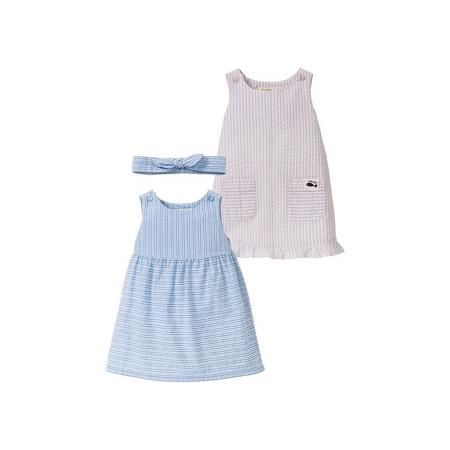 2 baby meisjes jurken 56, Roze/blauw