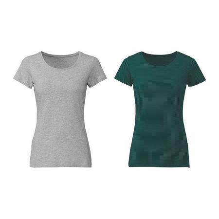 2 dames T-shirts L (44/46), Groen/grijs