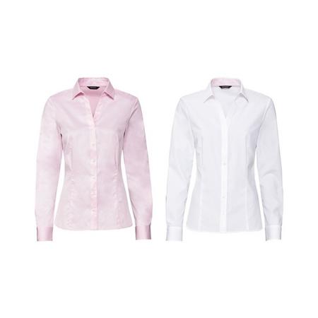2 dames blouses 46, Lichtroze/wit