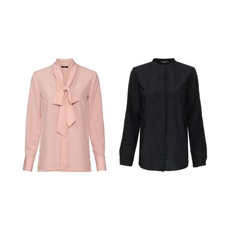 2 dames blouses plus size 46, Roze/zwart