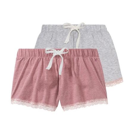 2 dames pyjama shorts L (44/46), Lichtroze/grijs