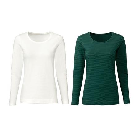 2 dames shirts L (44/46), Groen/wit