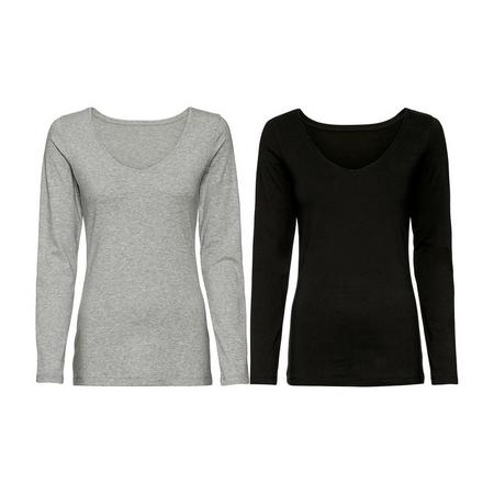 2 dames shirts S (36/38), Zwart/grijs