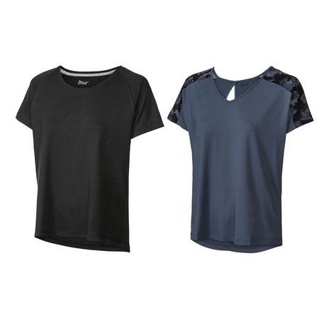 2 dames sportshirts L (44/46), Blauw/zwart