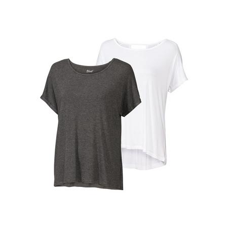 2 dames yoga T-shirts S (36/38), Grijs/wit