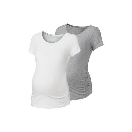 2 dames zwangeschaps T-shirts L (44/46), Wit/grijs