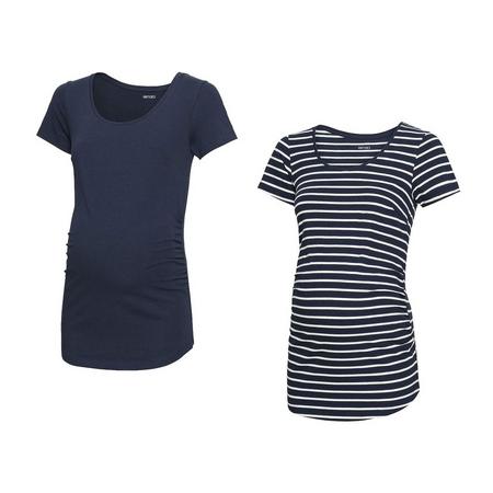2 dames zwangeschaps t-shirts M (40/42), Donkerblauw/gestreept