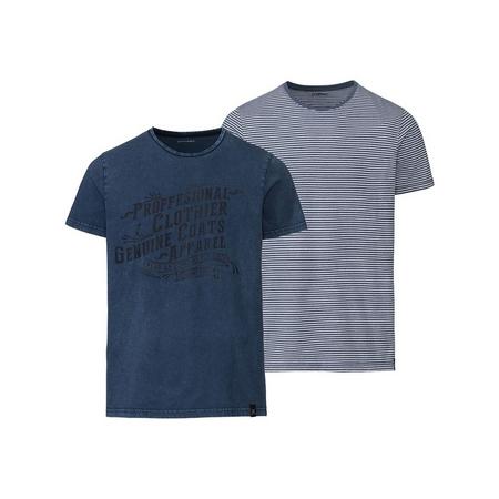 2 heren T-shirts S (44/46), Donkerblauw/gestreept