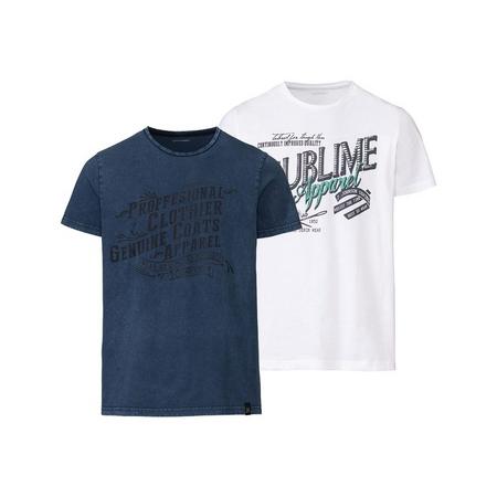 2 heren T-shirts S (44/46), Donkerblauw/wit