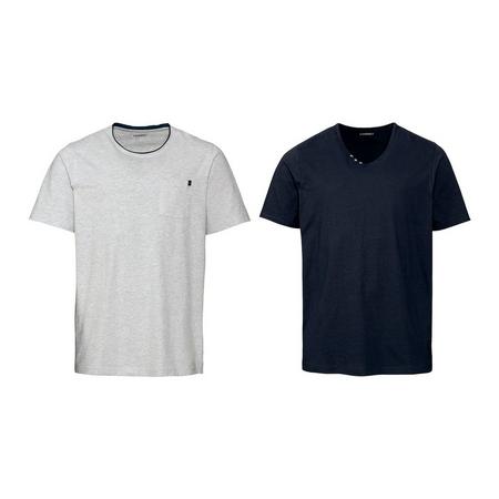 2 heren T-shirts plus size 3XL (64/66), Grijs/donkerblauw