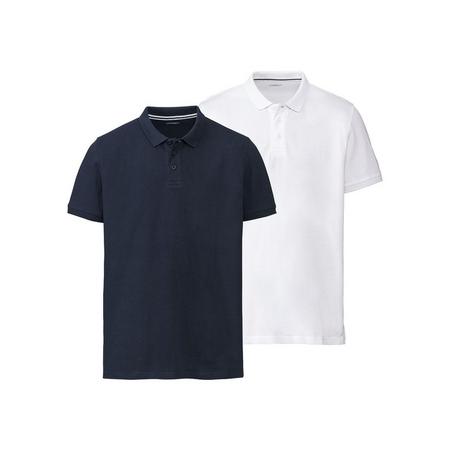 2 heren polo\s slim fit M (48/50), Donkerblauw/wit
