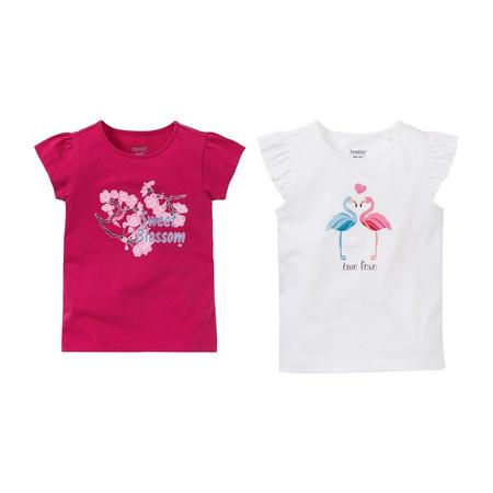 2 meisjes T-shirts 98/104, Roze/wit