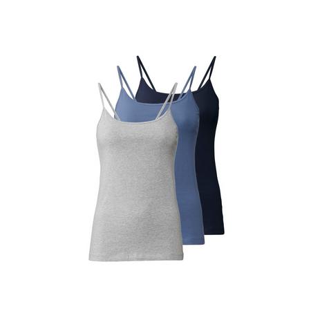 3 dames hemden L (44/46), Donkerblauw/blauw/grijs