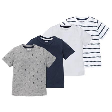 4 jongens T-shirts 86/92, Grijs/donkerblauw/wit