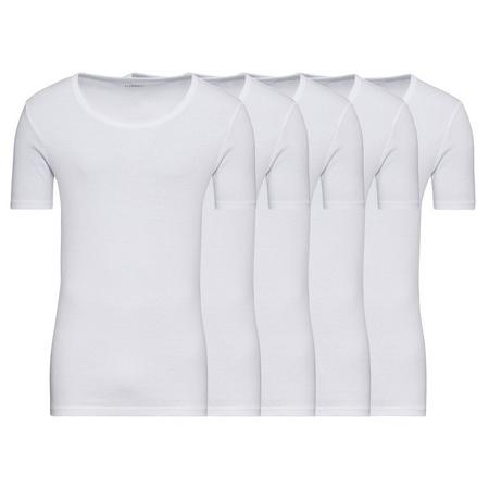 5 heren T-shirts S, Wit met ronde hals