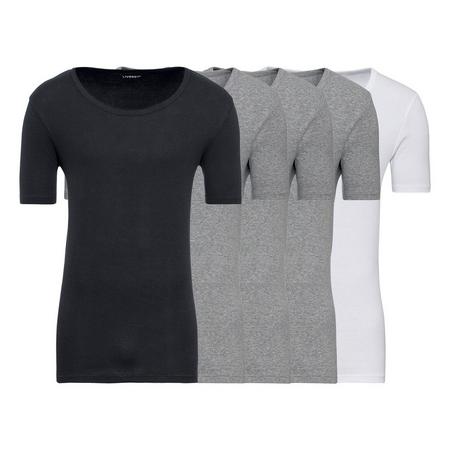 5 heren T-shirts S, Zwart/grijs/wit met ronde hals