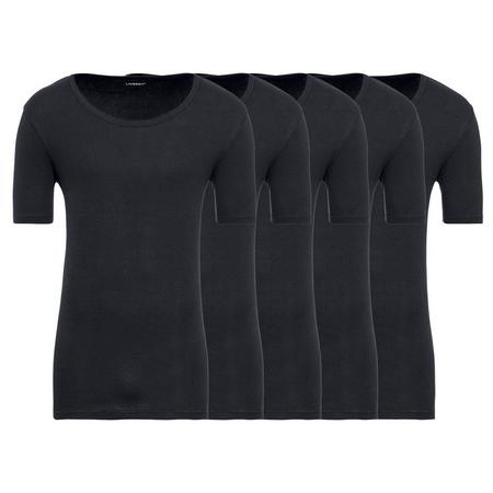 5 heren T-shirts S, Zwart met ronde hals