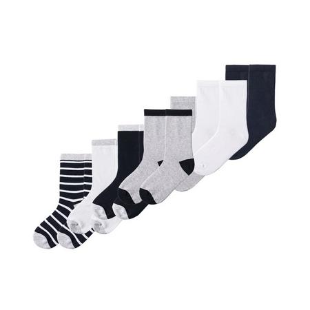 7 paar jongens sokken 35-38, Donkerblauw gestreept/wit/grijs/donkerblauw