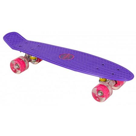 AMIGO skateboard met ledverlichting 55.5 cm paars/roze