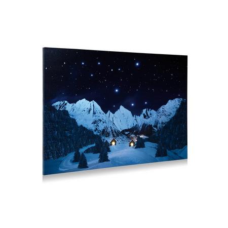 Achtergrond canvas berglandschap nacht 76x56 cm