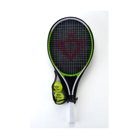 Angel Sports tennisracket met 2 ballen - 25 inch - groen /wit