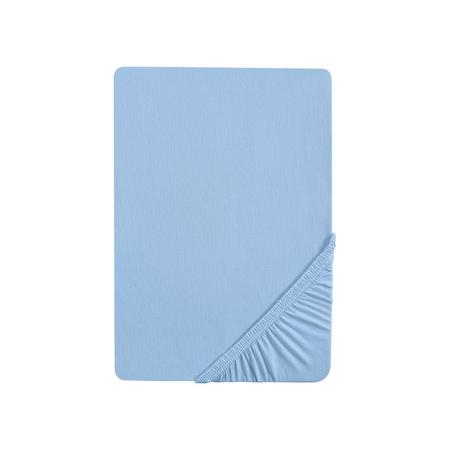 Biberna Jersey hoeslaken (katoenen stof, 140-160 x 200 cm, Ijsblauw)
