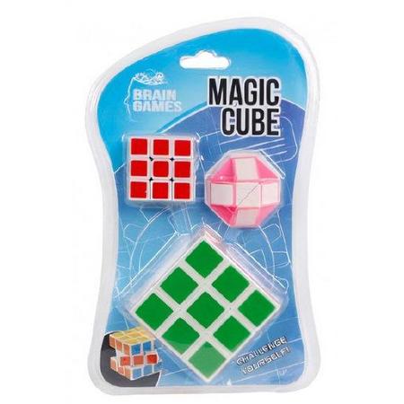 Brain Games kubus Magic Cube groen/rood/roze 3-delig